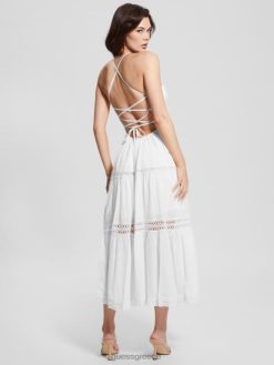 GUESS γυναίκες Δαντελένιο maxi safa φόρεμα καθαρό λευκό ενδύματα J46DJ341