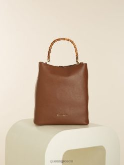 GUESS γυναίκες δερμάτινη τσάντα hobo aida καφέ σακούλες J46DJ3089