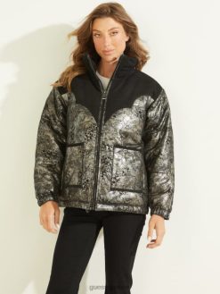 GUESS γυναίκες δερμάτινο τζάκετ loise μαύρος ενδύματα J46DJ1887