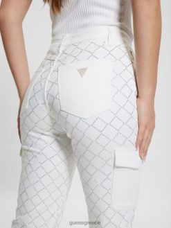 GUESS γυναίκες Διαμαντένιο τζιν cargo 80s bling λευκό ενδύματα J46DJ48