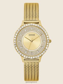 GUESS γυναίκες διχτυωτό αναλογικό ρολόι χρυσός αξεσουάρ J46DJ3630