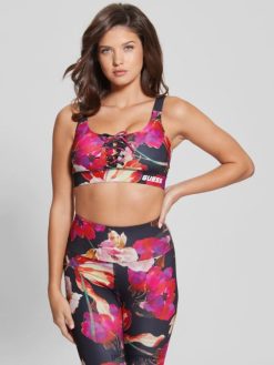 GUESS γυναίκες ενεργό αθλητικό σουτιέν eco corine ροζ και μαύρη μακροεντολή ροής ενδύματα J46DJ1694