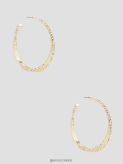 GUESS γυναίκες επιχρυσωμένα σκουλαρίκια με στριφτό κρίκο με στρας χρυσός αξεσουάρ J46DJ3841