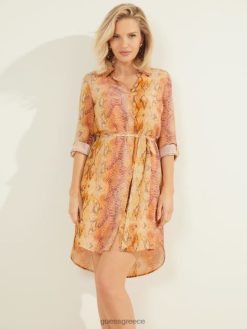 GUESS γυναίκες επόμενο επίπεδο μεταξωτό πουκάμισο φόρεμα δέρμα sonora ενδύματα J46DJ780