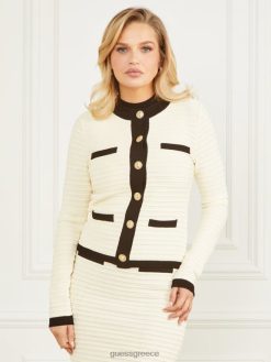GUESS γυναίκες ζακέτα ριγέ ανάγλυφη alba αμμώδης ακτή/μαύρο ενδύματα J46DJ1783