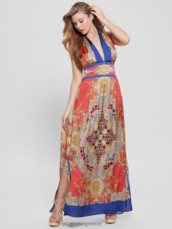 GUESS γυναίκες καπουτσίν μάξι φόρεμα μπαρόκ ροζ ενδύματα J46DJ337