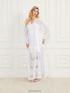 GUESS γυναίκες Κεντητό φόρεμα κασσάνδρας blanc pur ενδύματα J46DJ475