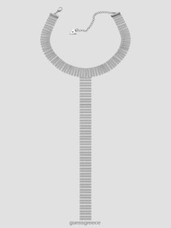 GUESS γυναίκες κολιέ με στρας γιακά ασήμι αξεσουάρ J46DJ3849