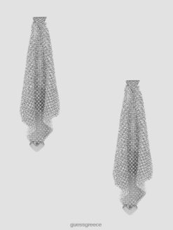 GUESS γυναίκες κρυστάλλινα διχτυωτά σκουλαρίκια ασήμι αξεσουάρ J46DJ3836