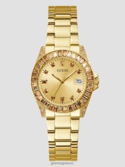 GUESS γυναίκες κρυστάλλινο αναλογικό ρολόι χρυσός αξεσουάρ J46DJ3615