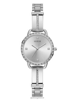 GUESS γυναίκες κρυστάλλινο αναλογικό ρολόι ασήμι αξεσουάρ J46DJ3644