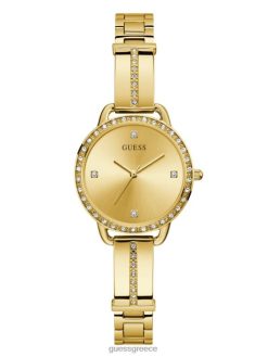 GUESS γυναίκες κρυστάλλινο αναλογικό ρολόι χρυσός αξεσουάρ J46DJ3647