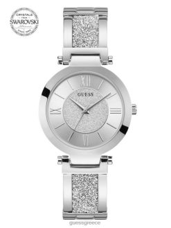 GUESS γυναίκες κρυστάλλινο βραχιόλι αναλογικό ρολόι ασήμι αξεσουάρ J46DJ3555