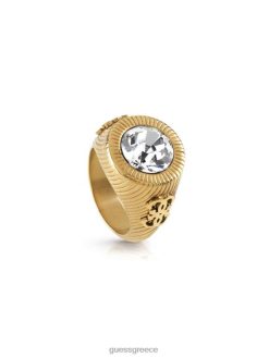 GUESS γυναίκες κρυστάλλινο δαχτυλίδι με λογότυπο χρυσός αξεσουάρ J46DJ3896