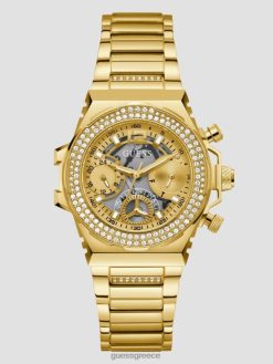 GUESS γυναίκες Κρυστάλλινο ρολόι πολλαπλών λειτουργιών χρυσός αξεσουάρ J46DJ3611