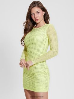 GUESS γυναίκες Κρυστάλλινο φόρεμα estelle σκονισμένο ακτινίδιο ενδύματα J46DJ411