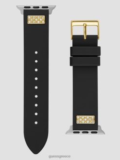 GUESS γυναίκες Λωρίδα σιλικόνης στρας 38-40 mm για ρολόι μήλου μαύρο δέρμα φιδιού αξεσουάρ J46DJ3580