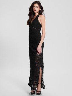 GUESS γυναίκες μάξι φόρεμα δαντέλα liza μαύρος ενδύματα J46DJ388