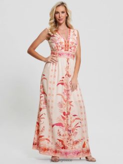 GUESS γυναίκες μάξι φόρεμα με στάμπα gisel ανακτημένος ρομαντισμός ενδύματα J46DJ435