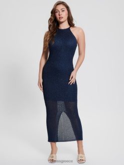 GUESS γυναίκες μάξι φόρεμα halter alexie lurex μαυρισμένο μπλε multi ενδύματα J46DJ324