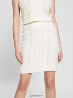 GUESS γυναίκες Μίντι μάλλινη φούστα eco roxanne λευκή κρέμα ενδύματα J46DJ2002