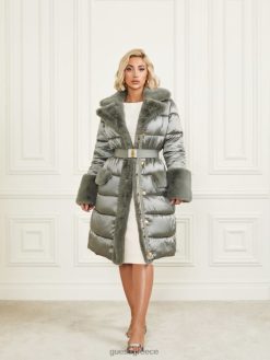 GUESS γυναίκες μακρύ puffer παλτό bessie γενικά καφέ πολυ ενδύματα J46DJ1907