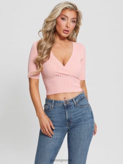 GUESS γυναίκες μαλακός επίδεσμος με λαιμόκοψη κρέμα ροδάκινου ενδύματα J46DJ974