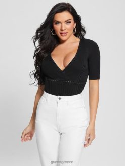 GUESS γυναίκες μαλακός επίδεσμος με λαιμόκοψη μαύρος ενδύματα J46DJ1008