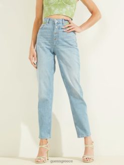 GUESS γυναίκες μαμά τζιν με δαντέλα πλύσιμο πράσινης δαντέλας ενδύματα J46DJ214