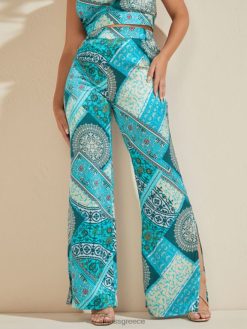 GUESS γυναίκες μεταξωτό παντελόνι mykonos mykanos blue combo ενδύματα J46DJ2191