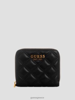 GUESS γυναίκες μικρό πορτοφόλι με φερμουάρ μαύρο φλοράλ στάμπα σακούλες J46DJ3138