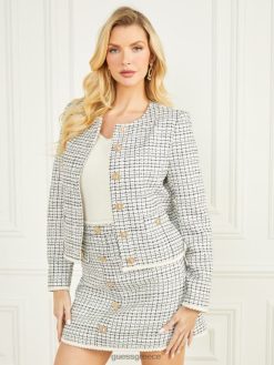 GUESS γυναίκες Μπλέιζερ τουίντ της Προβηγκίας λευκό και μαύρο τουίντ ενδύματα J46DJ1926