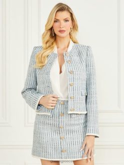 GUESS γυναίκες Μπλέιζερ τουίντ της Προβηγκίας αξιόλογο μπλε τουίντ ενδύματα J46DJ1951