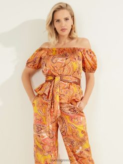 GUESS γυναίκες μπλουζάκι με στάμπα σε πένα cabo paisley ενδύματα J46DJ1443