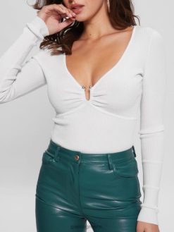 GUESS γυναίκες μπλουζάκι nicole λευκή κρέμα ενδύματα J46DJ1475