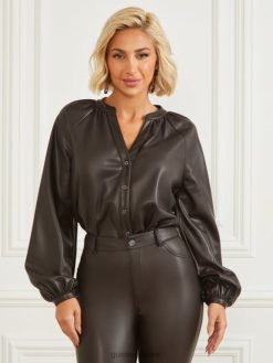 GUESS γυναίκες μπλούζα foxton σκούρο ψητό ενδύματα J46DJ1456