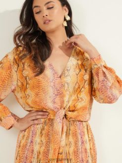 GUESS γυναίκες Μπλούζα sonora μεταξωτή γραβάτα μπροστά δέρμα sonora ενδύματα J46DJ1567