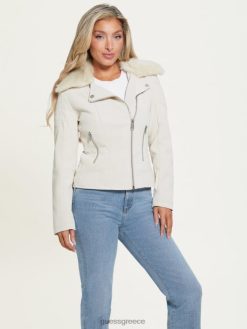 GUESS γυναίκες μπουφάν olivia moto μαργαριταρένιο στρείδι ενδύματα J46DJ1899