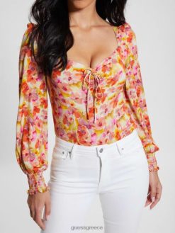 GUESS γυναίκες οικολογική μπλούζα adelaide άνθιση ακουαρέλας ενδύματα J46DJ1025