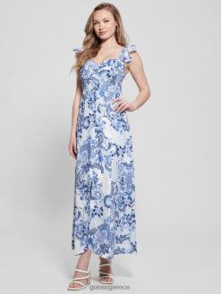 GUESS γυναίκες οικολογικό ροζ μάξι φόρεμα μπλε συλλεκτικά ενδύματα J46DJ556