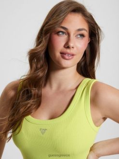 GUESS γυναίκες οικολογικό τρίγωνο bling ραβδωτό δοχείο σκονισμένο ακτινίδιο ενδύματα J46DJ1023