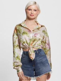 GUESS γυναίκες οικολογικό φιόγκο πουκάμισο jun κειμήλιο ιβίσκου ενδύματα J46DJ1197