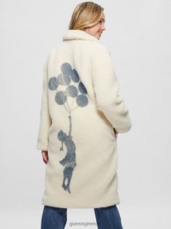 GUESS γυναίκες παλτό από ψεύτικη γούνα σολανζ έξυπνη πέτρα ενδύματα J46DJ1814