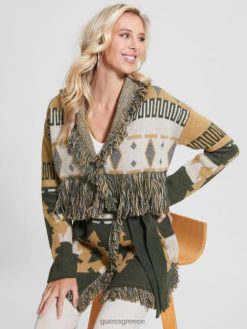 GUESS γυναίκες παλτό πουλόβερ giulia με παραγάδι λαϊκό λουρέξ ζακάρ ενδύματα J46DJ1954