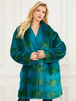 GUESS γυναίκες παλτό rochelle πράσινο και μπλε βερμούδα ενδύματα J46DJ1911