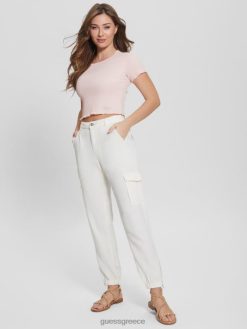 GUESS γυναίκες παντελόνι bowie chino cargo κρεμ λευκό μούλτι ενδύματα J46DJ1998