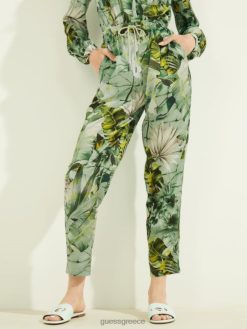 GUESS γυναίκες παντελόνι με εμπριμέ οικολογική βιόλα τύπωμα φύλλου μπανάνας ενδύματα J46DJ2423