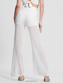 GUESS γυναίκες παντελόνι με φαρδύ πουλόβερ yasmina περιστερά λευκό ενδύματα J46DJ1997