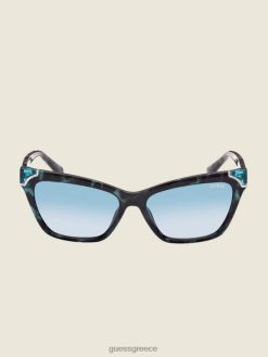 GUESS γυναίκες πλαστικά τετράγωνα γυαλιά ηλίου χελώνας μπλε αδικοπραξία αξεσουάρ J46DJ3750