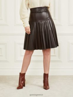 GUESS γυναίκες πλισέ φούστα foxton σκούρο ψητό ενδύματα J46DJ2407